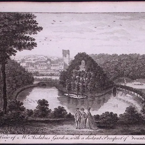 Fountain's Gardens Yorkshire Rare Georgian Copper Plate Antique Engraving -16