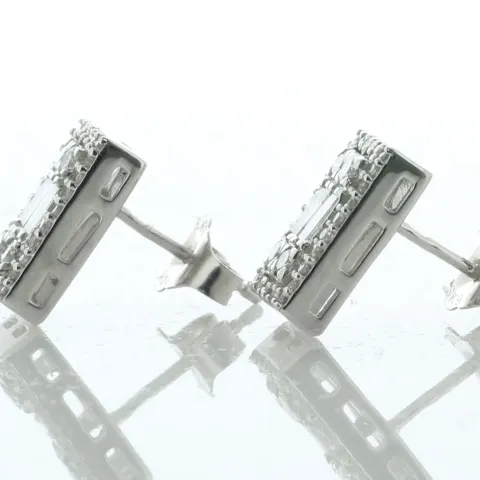 9ct White Gold Emerald Cluster Diamond Stud Earring 0.50 Carats