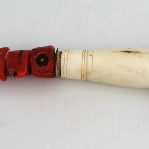 Chinese Coral Chunk & Bone Calligraphy Brush