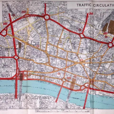 City of London Post-War Traffic Circulation Diagrammatic 1944 Detailed Map-4b