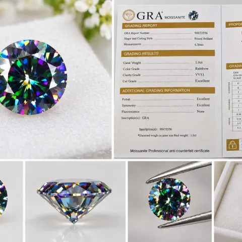 1.00ct Rainbow Moissanite – Round Brilliant – GRA Certificate