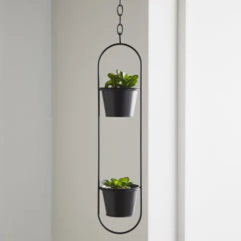 Small Duo Black Hanging Plant Holder RRP - £50