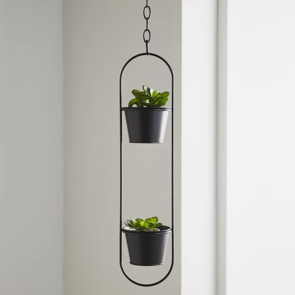 Small Duo Black Hanging Plant Holder RRP - £50