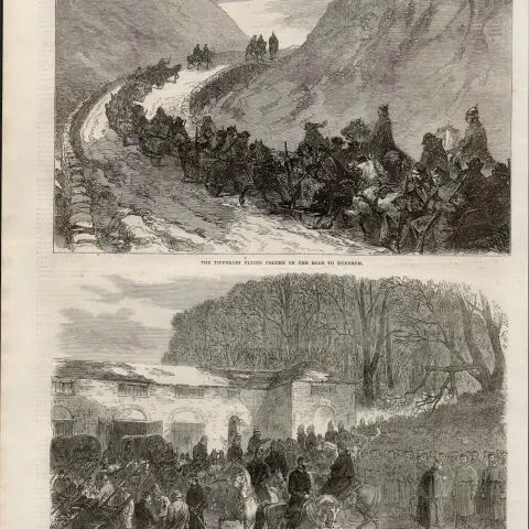 Pursuit of the Fenians in Tipperary Antique 1867 Wood Engraved Print