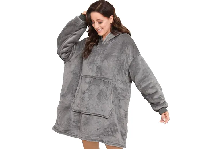 Job Lot of 5 x Oversized Ultra-Soft Fleece Snuggle Hoodie - Grey (AQA-00117)