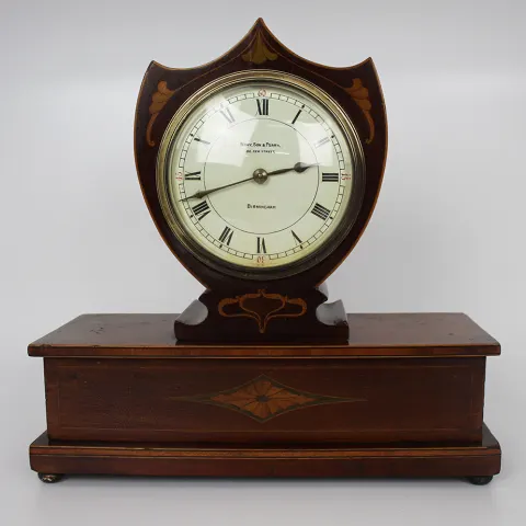 Elegant Inlaid Mahogany Mantel Clock by Wray, Son & Perry c.1900