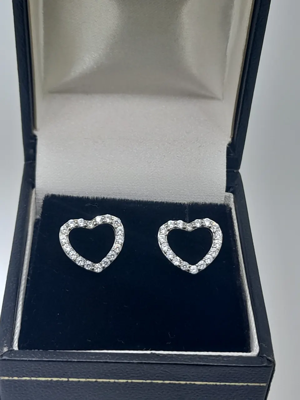 Silver Heart Stud Earring Set With CZ Stones
