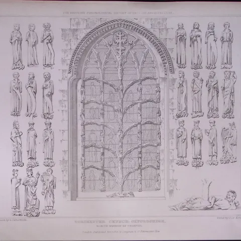 Dorchester Church Oxfordshire 190 Years-Old John Britton Antique Steel Engraving-223