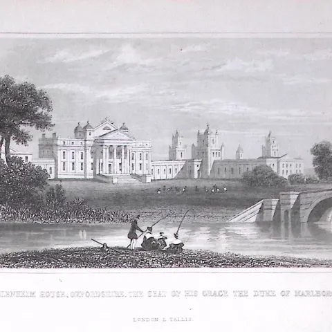 Blenheim House Oxfordshire Dugdale & Archer Antique 180 Years-Old Copper Plate Print-59