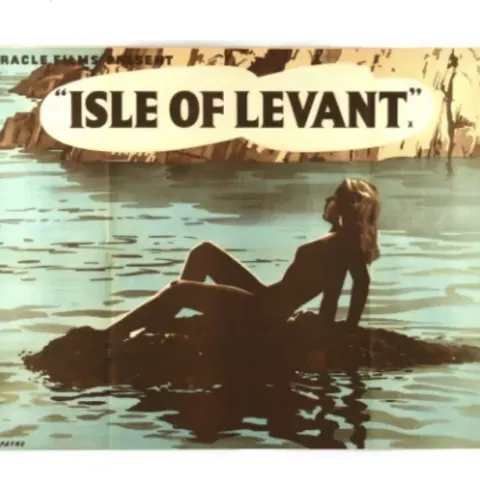Isle of Levant (1956), British Quad Film Poster, Artwork By F. W. Payne, Folded, 30x40”