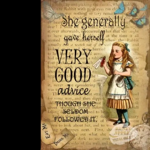 Alice In Wonderland "Very Good Advice Given" Designed Quote Metal Wall Art