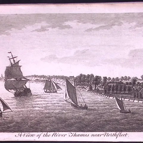 Northfleet-Kent Rare 1776 Georgian Copper Antique Engraving -50