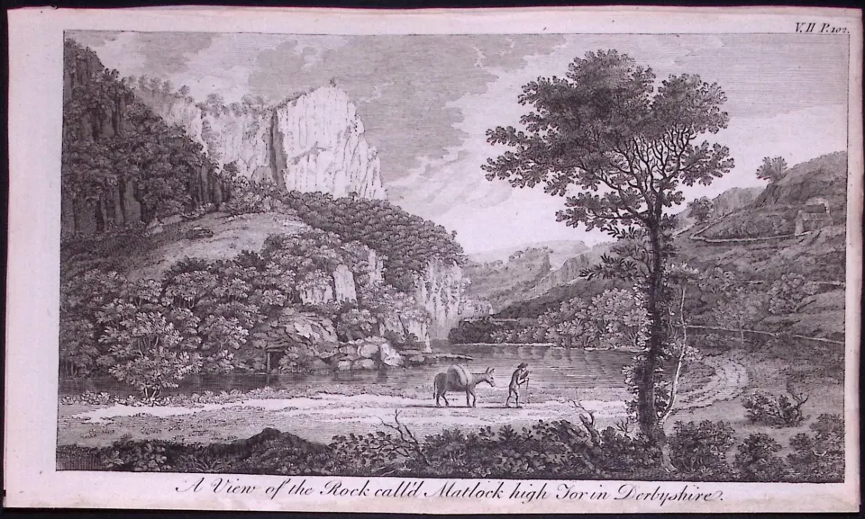 Matlock High Tor Derbyshire Rare 1776 Georgian Copper Plate Antique Engraving-33