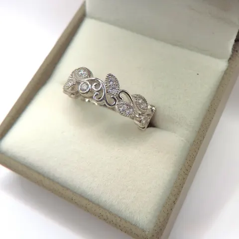 Sterling Silver Gemstone Band Ring New With Gift Pouch
