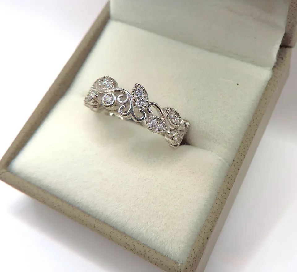 Sterling Silver Gemstone Band Ring New With Gift Pouch