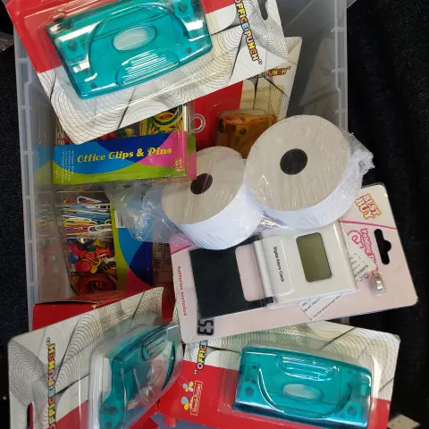 Till Rolls, Hole Punches, Post Sponges, Mini Folding Clocks Plus More In Mixed Box