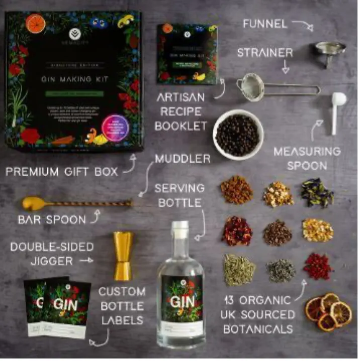 The Signature Edition Gin Making Kit – Craft 10 Large Bottles of Classic, Colour-Changing & Pink Gin