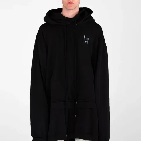 MJB Marc Jaques Burton Geminus Double Hoodie Silkscreen Bat, Online Price £395, Size XXXL.