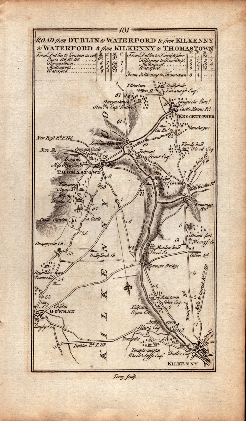 Ireland Rare Antique 1777 Map Dublin  Kilkenny Waterford.