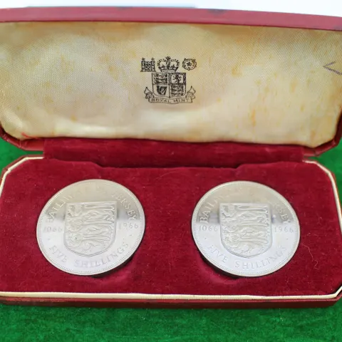 Cased Royal Mint Jersey Two Five Shilling Coin Set