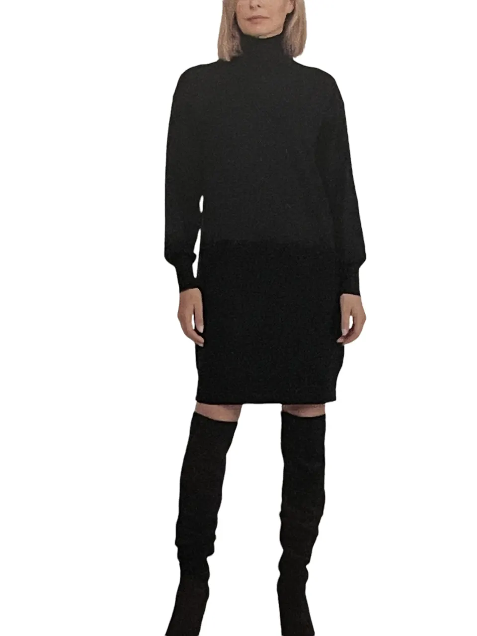BADGLEY MISCHKA LIGHTWEIGHT FINE KNITTED STRETCHY JUMPER DRESS M BLACK