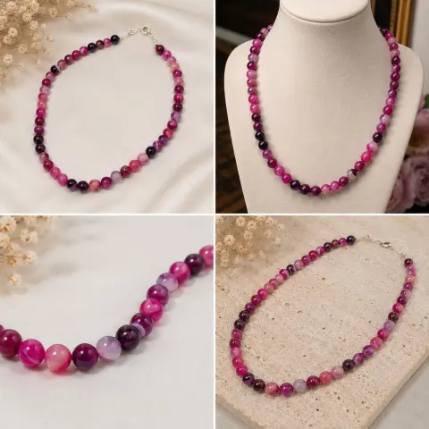 Pink & Purple Beaded Necklace