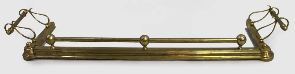 Antique Brass Fire Fender with Outswept Rests
