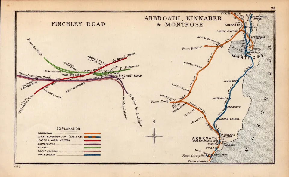 Kilburn Finchley Road West Hampstead London Antique Railway Junction Diagram-93.