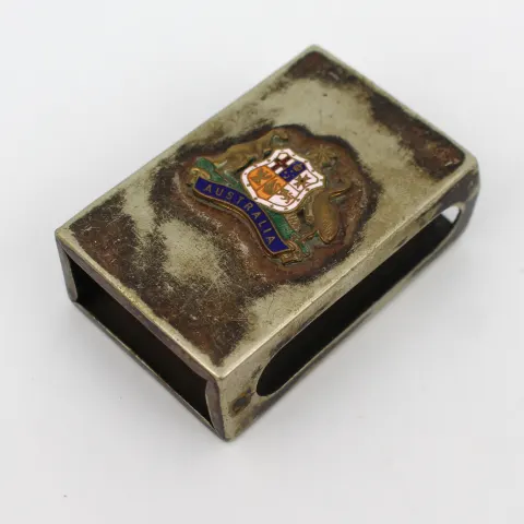 Enamel Australia Silver Plated Match Box Holder