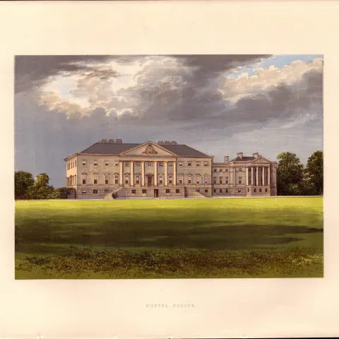 Nostel Priory Pontefract Yorkshire Gilt-Edge Coloured Antique Book Plate.