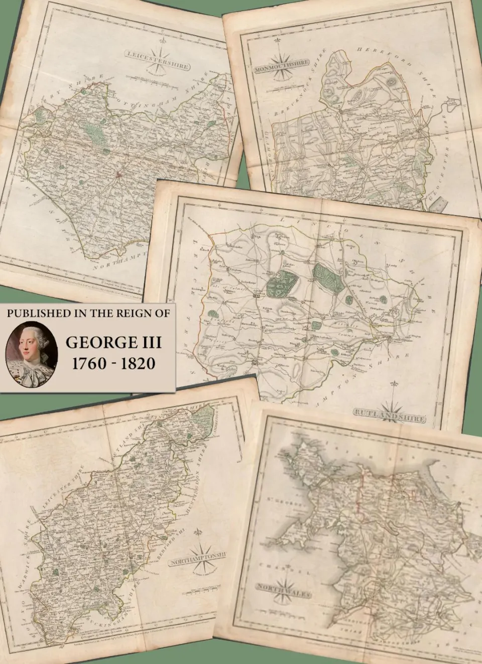 Job Lot John Cary’s 1787 Antique Hand Coloured 235 Years-Old Map.
