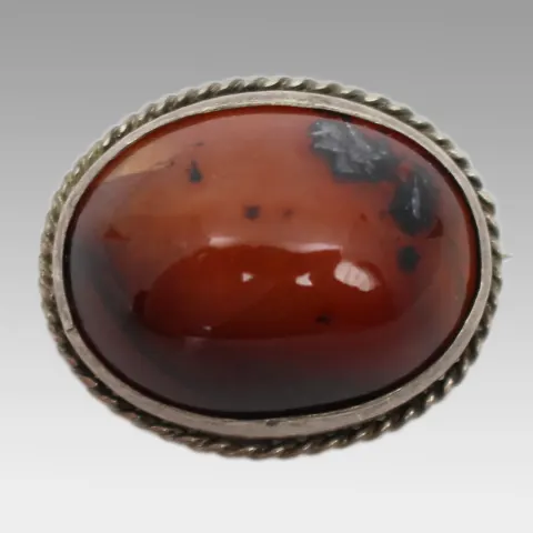 Vintage Silver & Carnelian Brooch