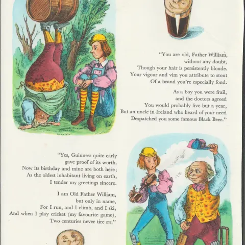 Double Sided Guinness Illustration Page 1959 Alice In Wonderland 5A Genuine Double Sided