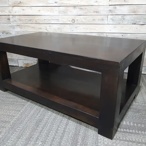Solid Wooden Ebonised Black Coffee Centre Table 110cm x 60cm x 46cm Tall. Rrp £399