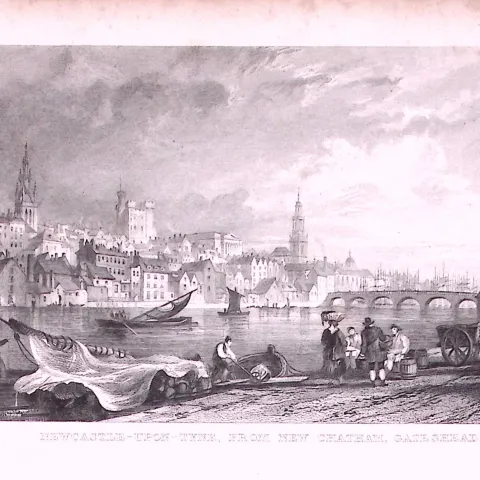 Newcastle Upon Tyne Chatham Gateshead 1835 Antique Steel Engraving-21-TR