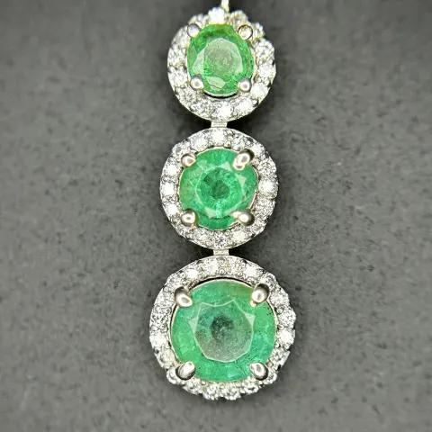 Beautiful Natural 1.24 CT Emerald Pendant With Diamonds & Platinum 950