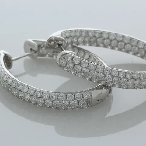 18ct White Gold Eternity Diamond Hoop Earrings 5.66 Carats