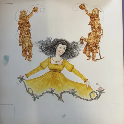 Snow White Original Vintage 1970's Book Artwork & COA & Copy of Page Free Post In UK Cover