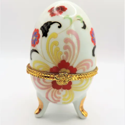 Hand Painted Porcelain Egg Trinket Box