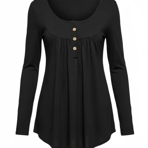 Ladies Black 3 Button Top - XXL