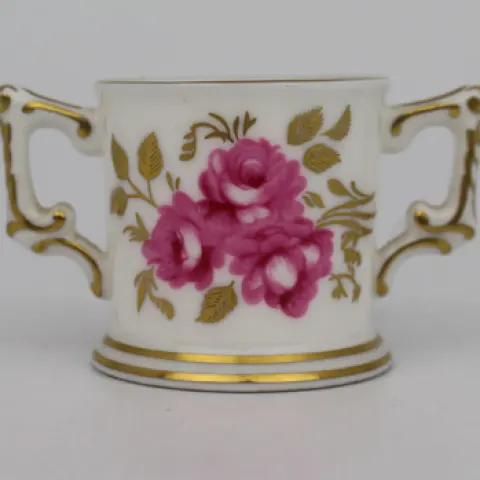 Royal Crown Derby miniature Royal Pinxton Roses Two Handled Cup