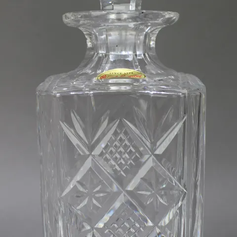 Vintage Royal Brierley Crystal Square Shaped Spirit Decanter