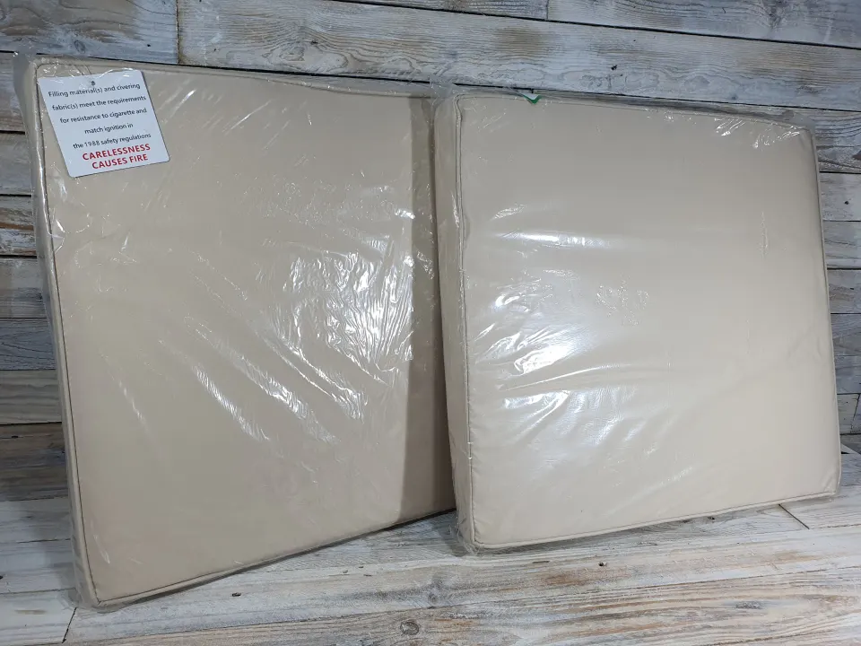 2 x Rattan Cushions. Beige colour. Size 54x50x4.5cm. Rrp £32