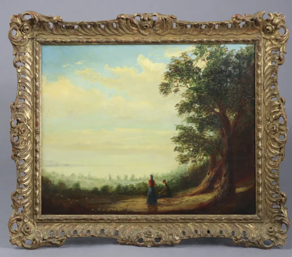 Late C18th oil on panel landscape
