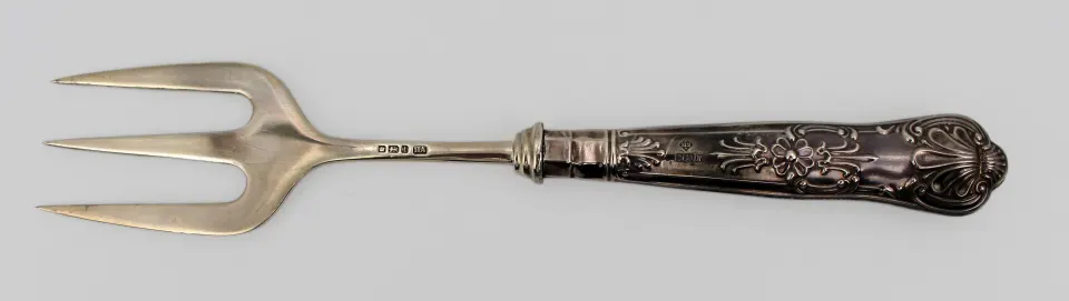 Edwardian Solid Silver and Bone Handled Bread Fork, Sheffield, 1907