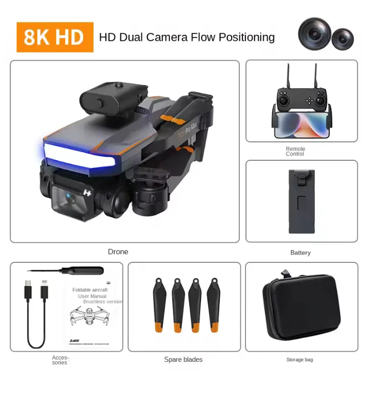 Pro Drone 8K GPS HD Photography Camera Optical Flow Positioning Obstacle Avoidance