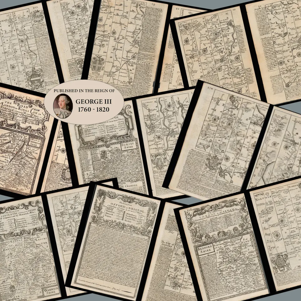 Collection 8 Emanuel Bowen's Britannia Depicta 17 290 Years Old Engraved Maps-1