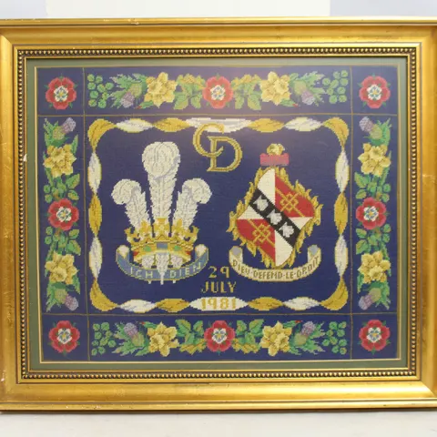 Tapestry Commemorating the Marriage of Charles & Diana 1981 Framed