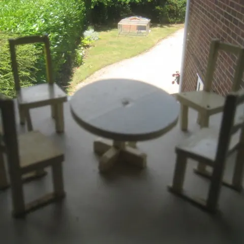 Vintage Dolls House Wooden Table and Four Chairs