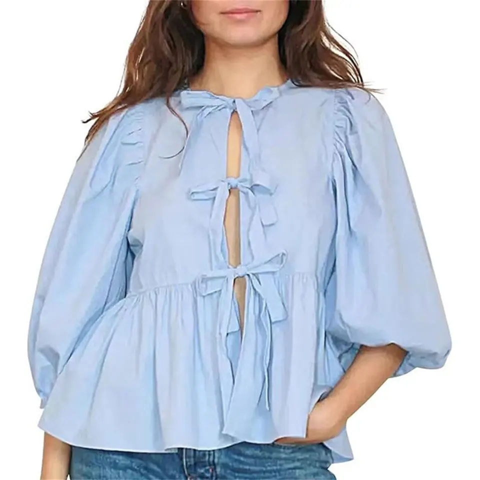 13 x Wenyujh Women Tie Front Peplum Tops RRP £14.99 ea